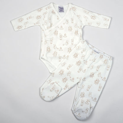 Teddy Bear Print Pima Cotton Baby Layette Set