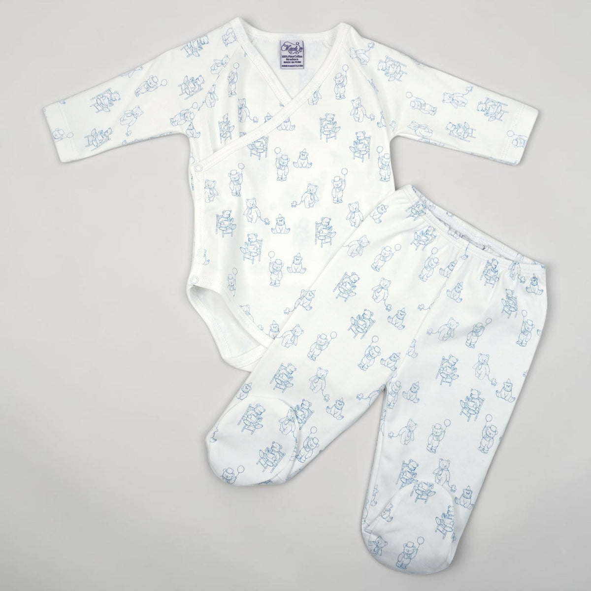 Teddy Bear Print Pima Cotton Baby Layette Set