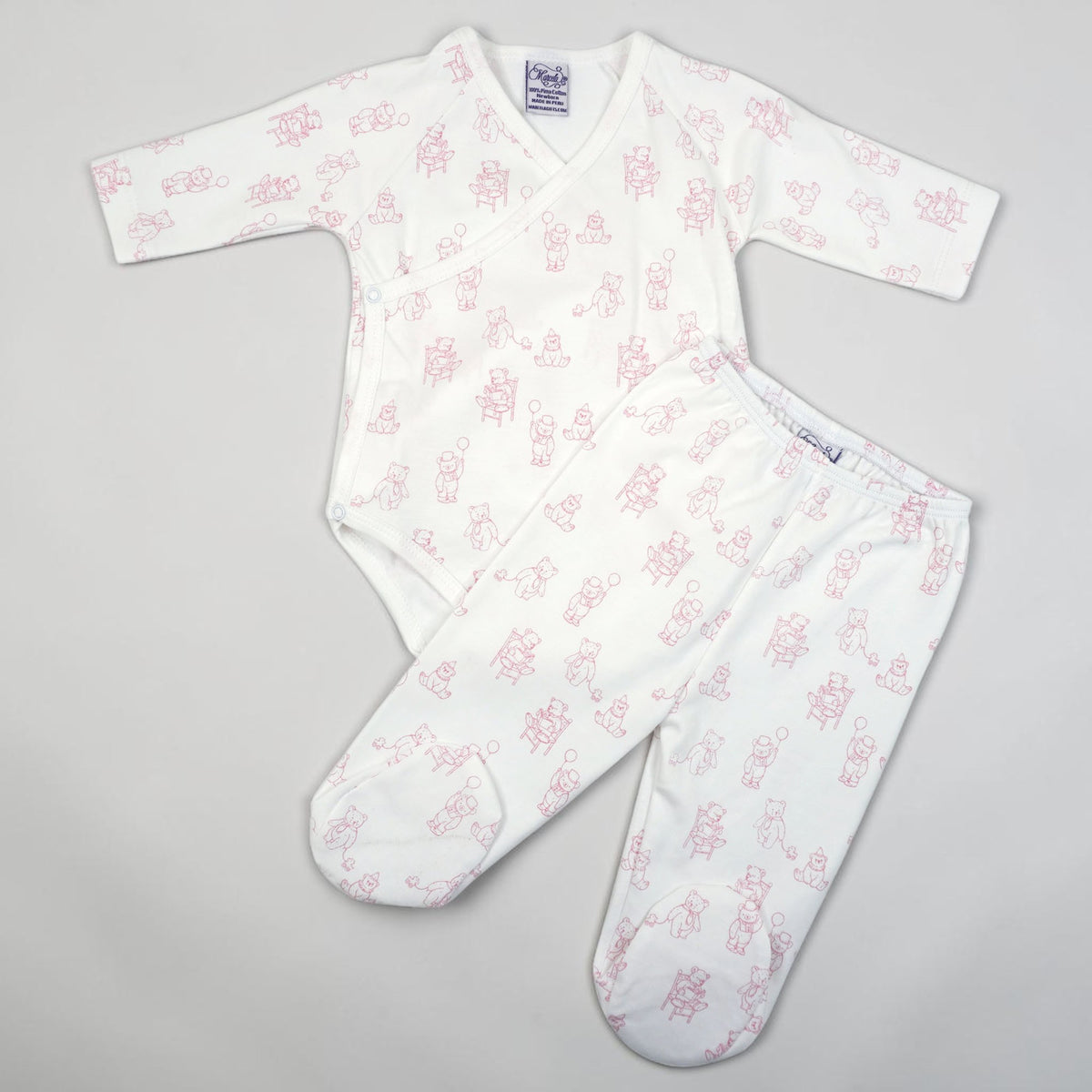Teddy Bear Print Pima Cotton Baby Layette Set
