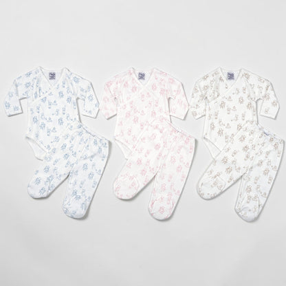 Teddy Bear Print Pima Cotton Baby Layette Set