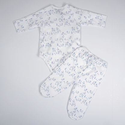 Dogs Print Pima Cotton Baby Layette Set