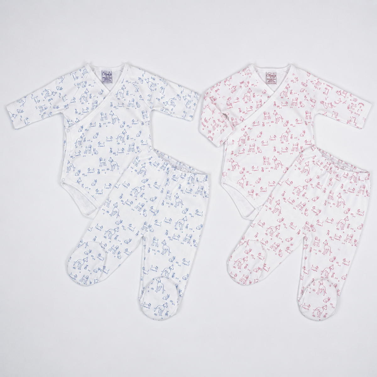 Dogs Print Pima Cotton Baby Layette Set