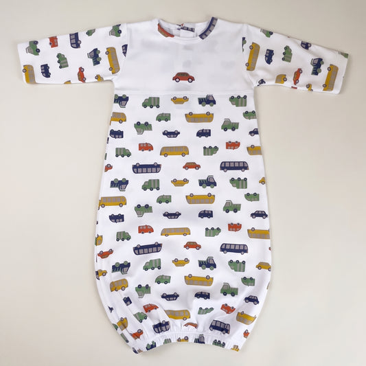 Automobiles Print Pima Cotton Baby Gown
