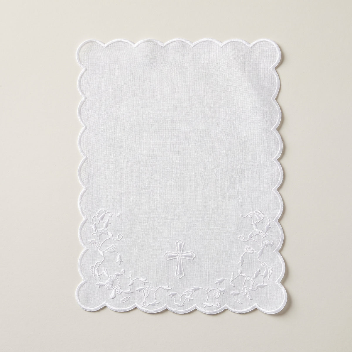 Christening Towel on Piqué - Embroidered Cross