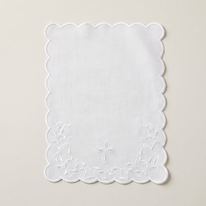 Christening Towel on Piqué - Embroidered Cross