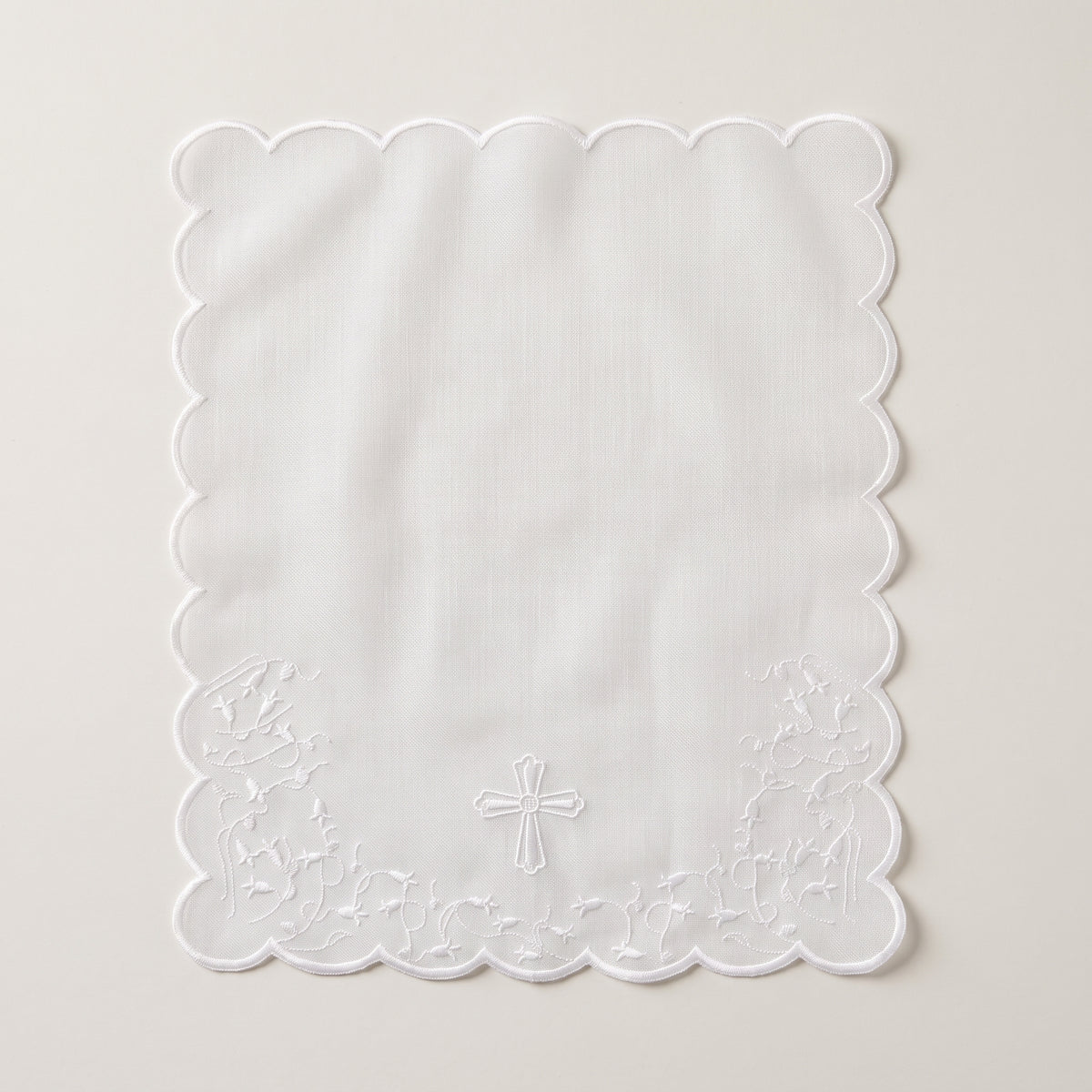 Christening Towel on Piqué - Embroidered Cross
