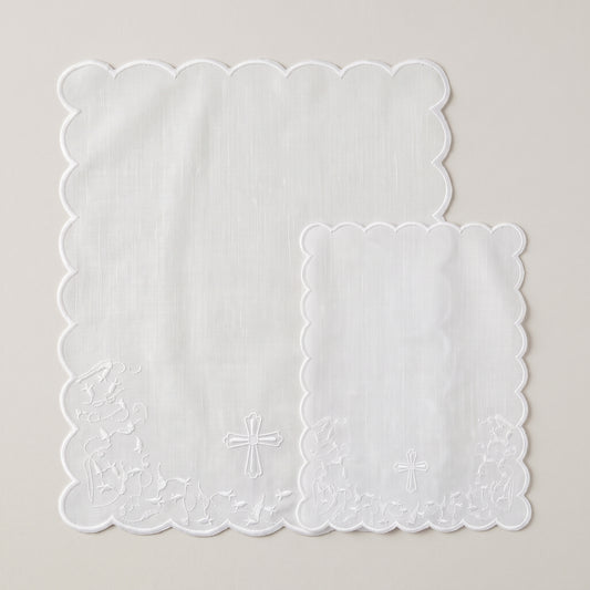 Christening Towel on Piqué - Embroidered Cross
