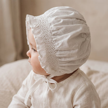 Classic Smocked Christening Bonnet