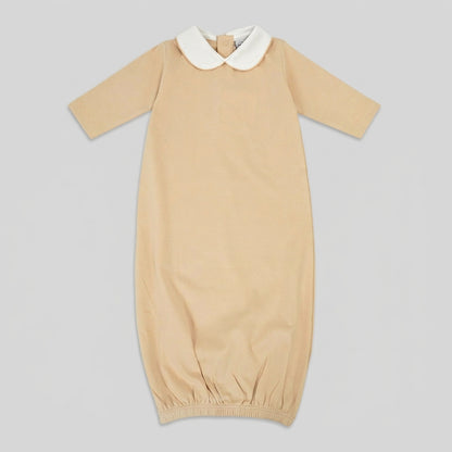 Solid Pima Cotton Baby Gown with White Peter Pan Collar