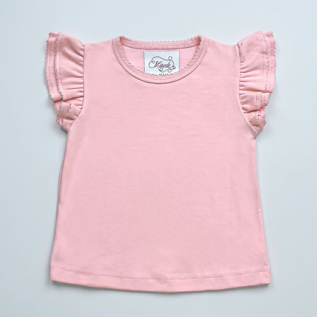 Pima Cotton Double Ruffle Sleeve Shirt