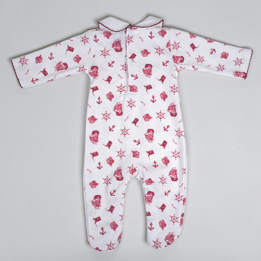 Pirate Pima Cotton Baby Footie with Peter Pan Collar