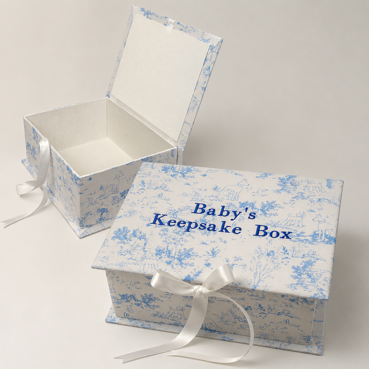 Heirloom Hounds Toile – Medium Baby Keepsake Box