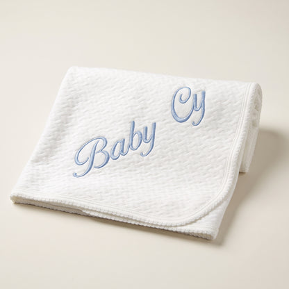 White Pima Jacquard Baby Blanket
