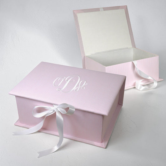 Seersucker Striped Cotton - Medium Keepsake Box