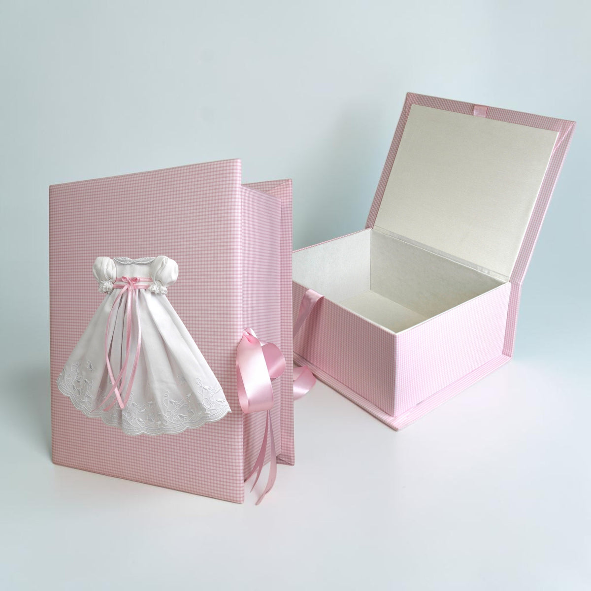 Swiss Batiste Dress on Seersucker Check  - Medium Keepsake Box