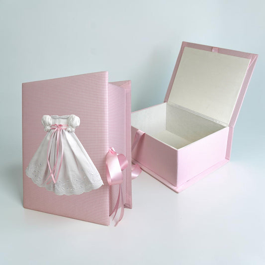 Swiss Batiste Dress on Seersucker Check  - Medium Keepsake Box