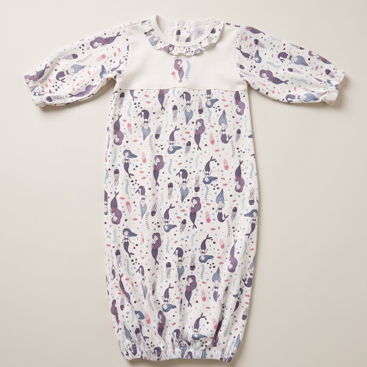 Mermaids Print Pima Cotton Baby Gown