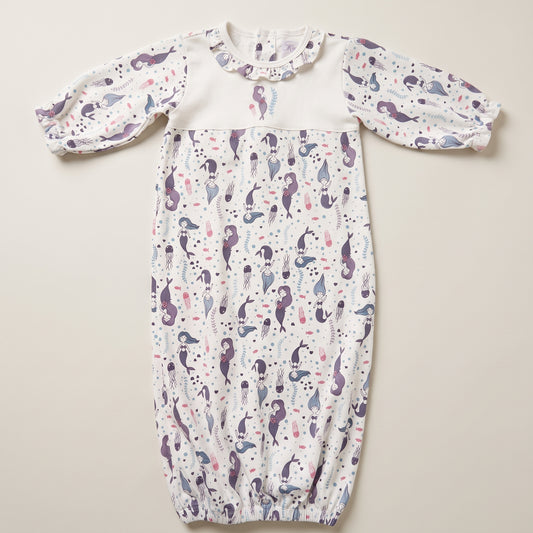 Mermaids Print Pima Cotton Baby Gown