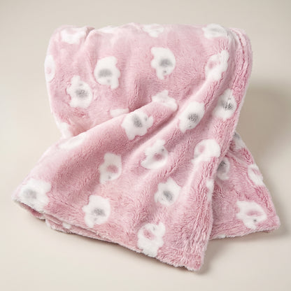 Elephant Print Plush Baby Blanket