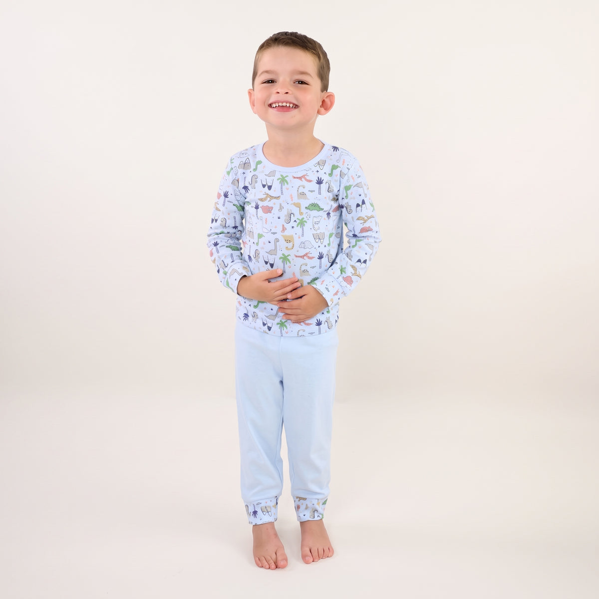 Dinosaur Pima Cotton Long Sleeve Shirt & Pant Set