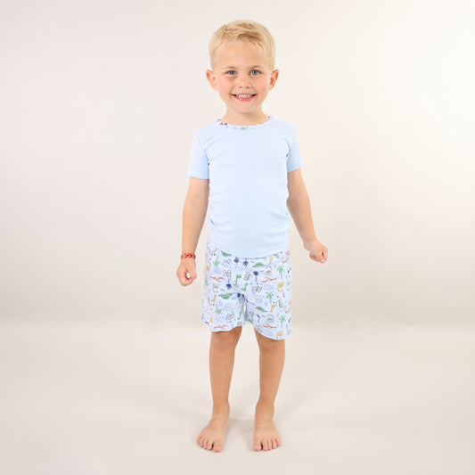 Dinosaurs Pima Cotton Short Sleeve Shirt & Shorts Set