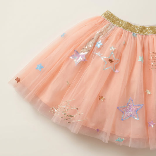 Peach Tutu with Multicolor Stars