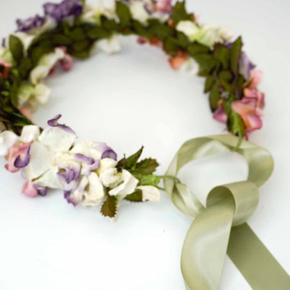 Multi Color Peony Flowers Head Crown - Adjustable