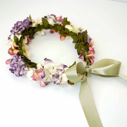 Multi Color Peony Flowers Head Crown - Adjustable