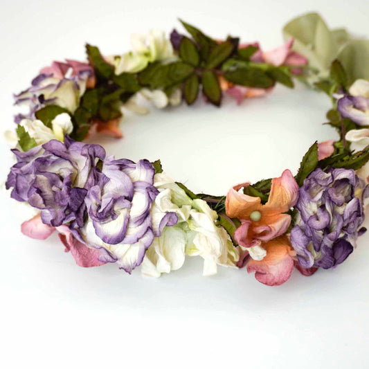 Multi Color Peony Flowers Head Crown - Adjustable