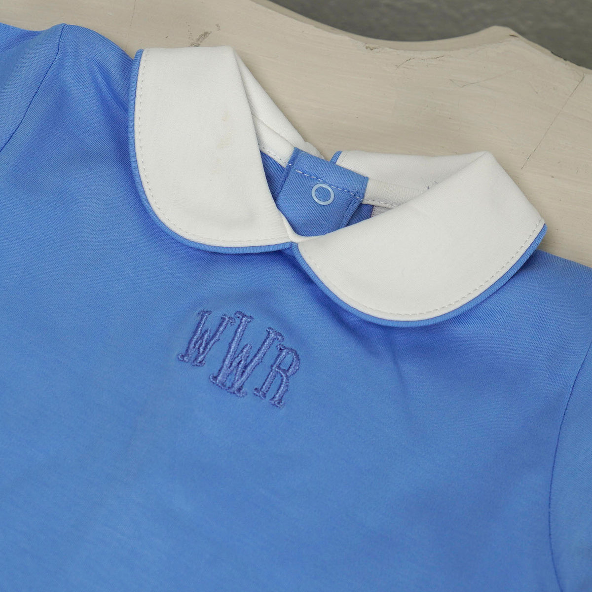 Solid Pima Cotton Baby Gown with White Peter Pan Collar