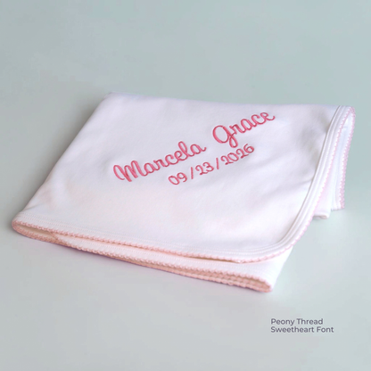Luxury Pima Cotton Baby Blanket with Scallop Trim