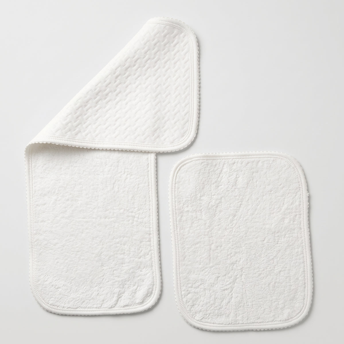 White Pima Jacquard Cotton Burp Cloths