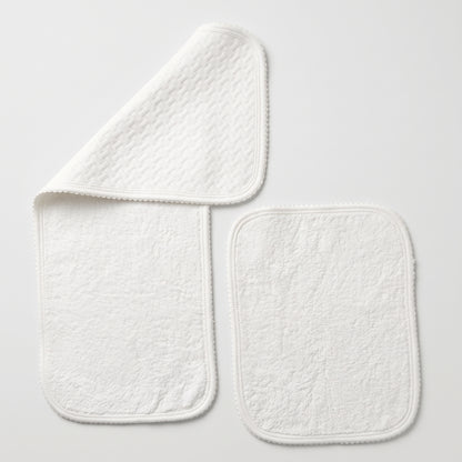 White Pima Jacquard Cotton Burp Cloths