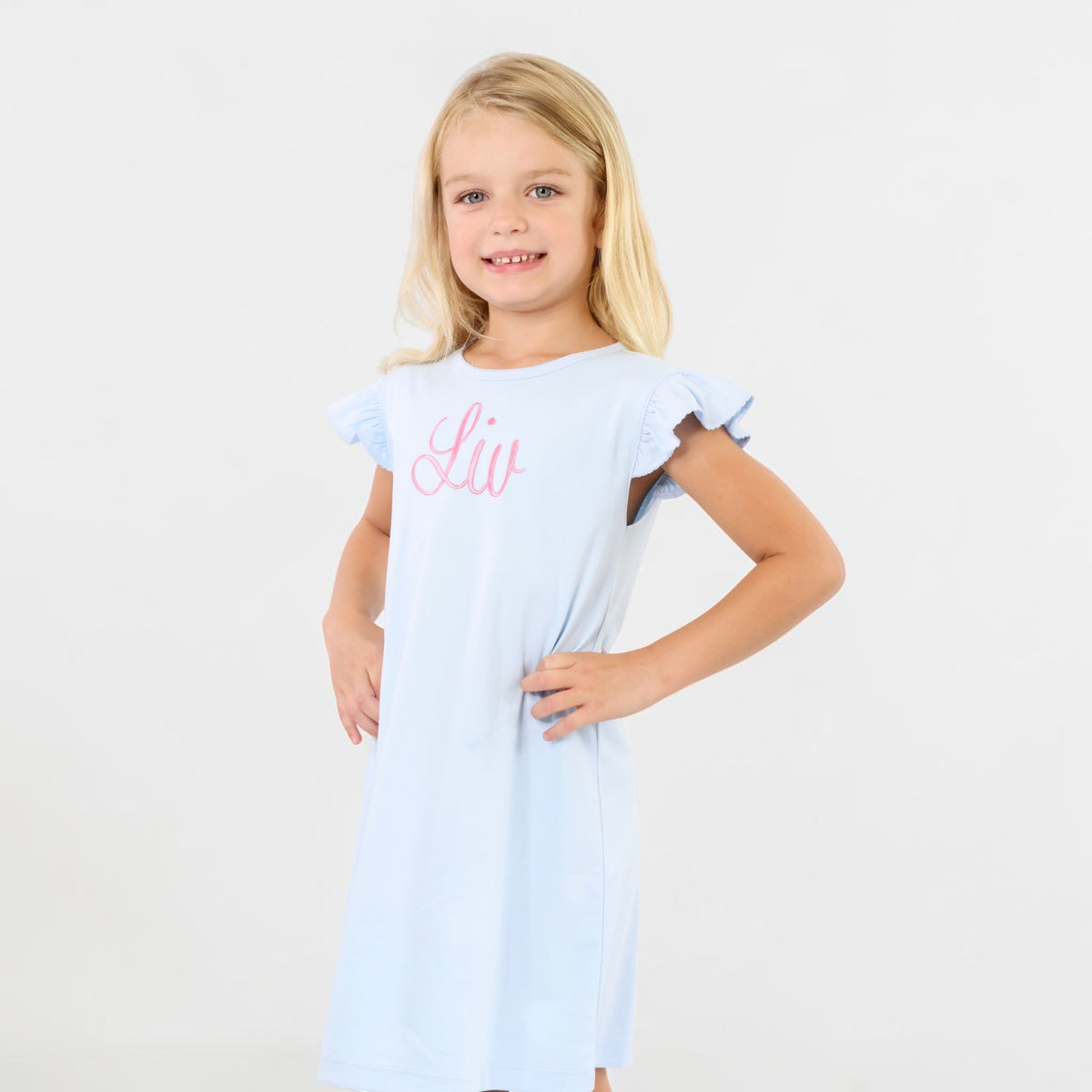 Classic Pima Ruffle-Sleeve Dress