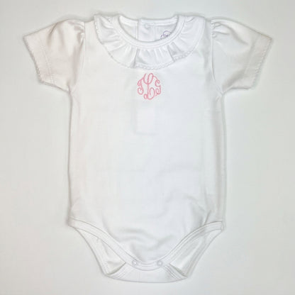 Pima Cotton Baby Bodysuit with Ruffle Collar