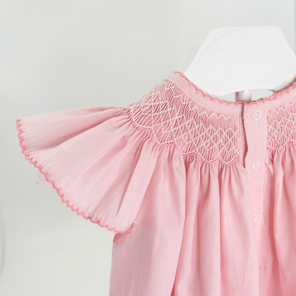 Rose Flutter Sleeve Smocked Dress