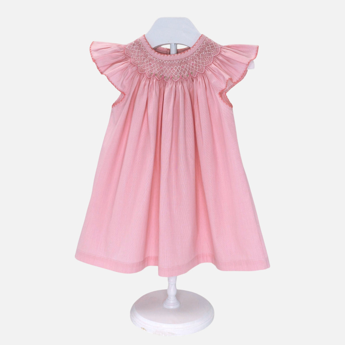 Rose Flutter Sleeve Smocked Dress