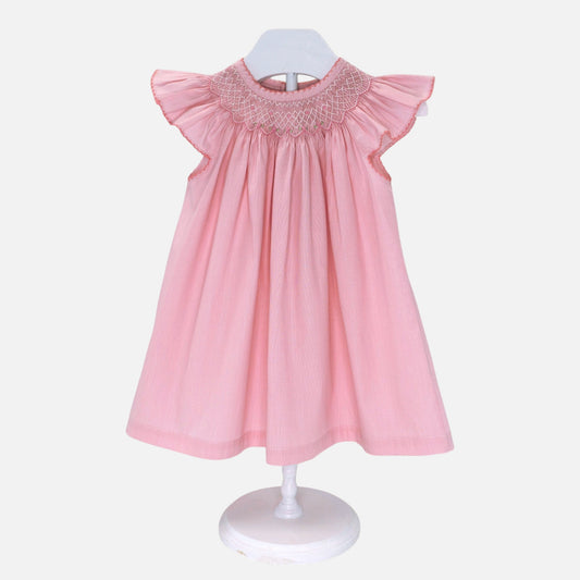 Rose Flutter Sleeve Smocked Dress
