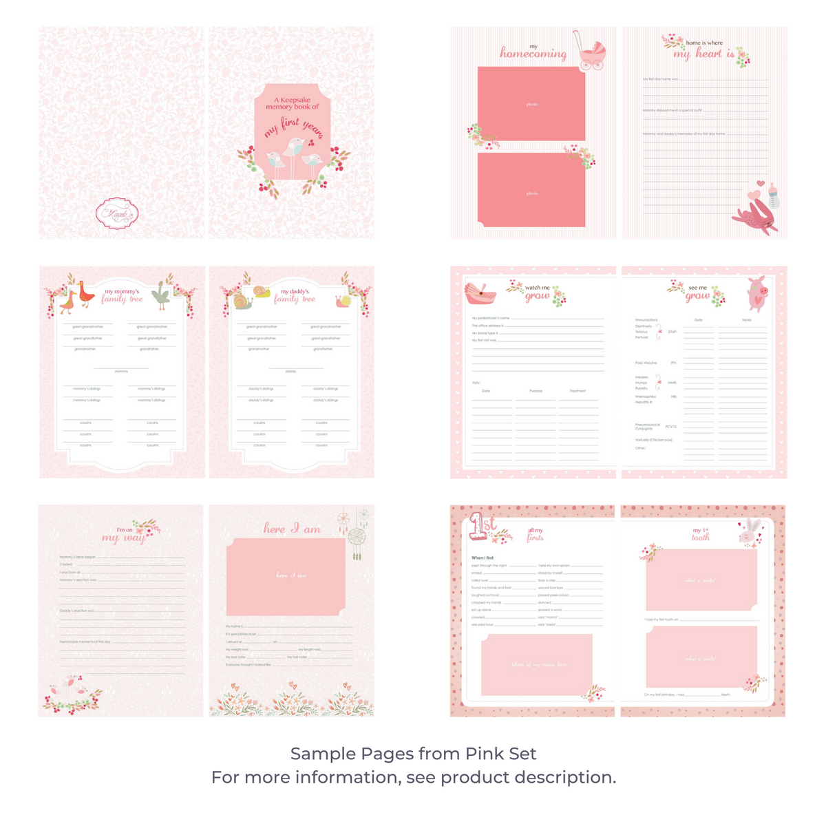 Baby Memory Book Pages: Full Refill Set (66 pages)