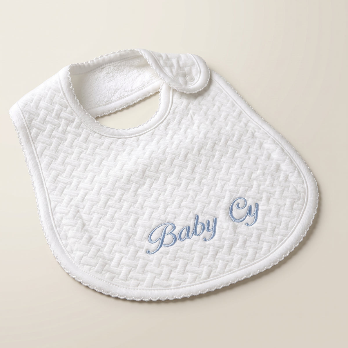White Pima Jacquard Cotton Bib