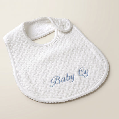 White Pima Jacquard Cotton Bib
