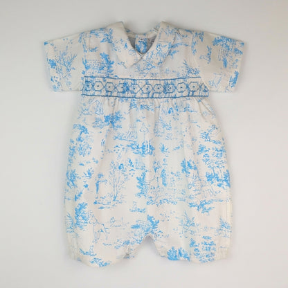 Heirloom Hounds Smocked Baby Romper – Hand-Smocked Cotton with Classic Hound Print