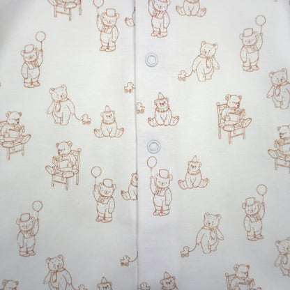 Teddy Bear Pima Cotton Baby Romper with Peter Pan Collar