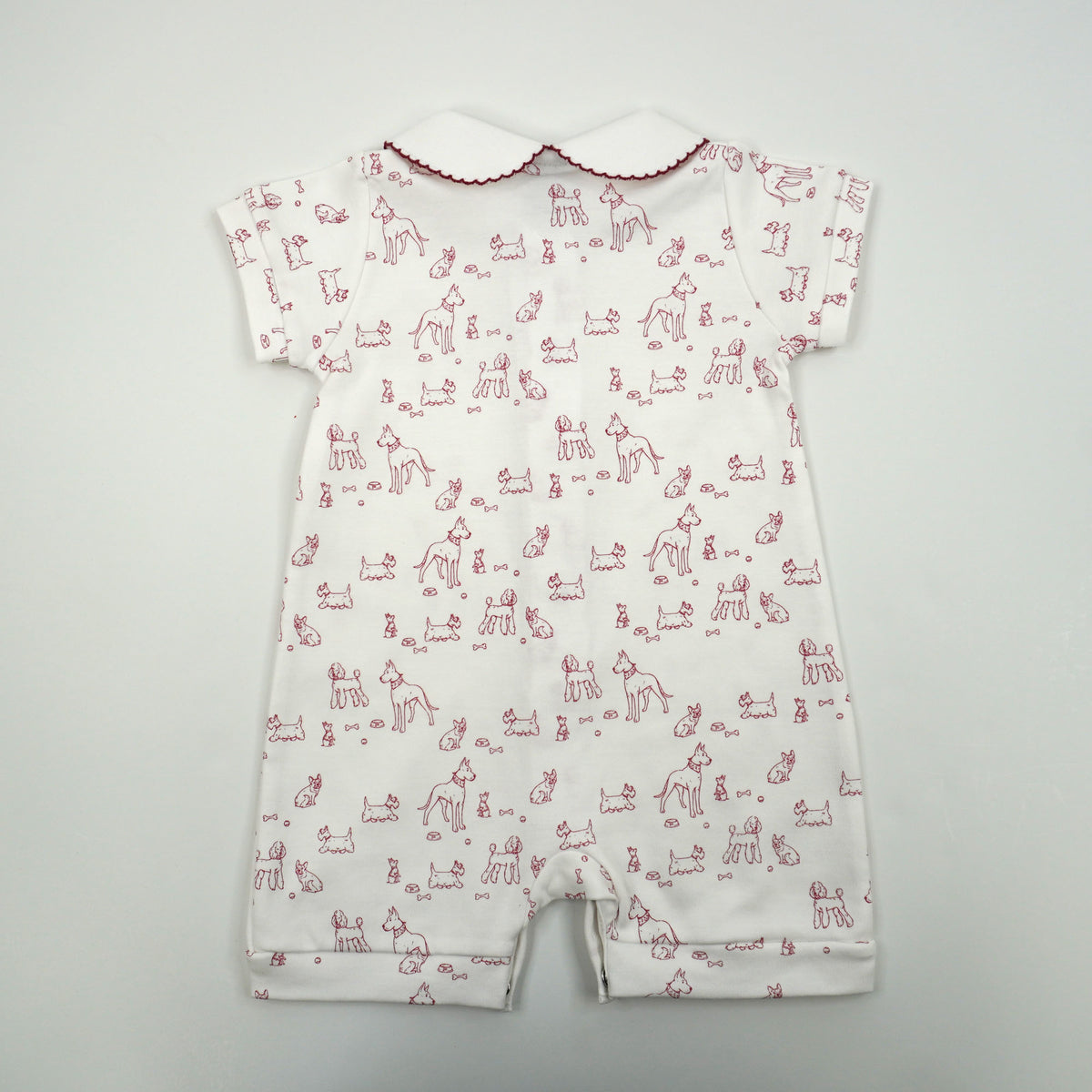 Dogs Pima Cotton Baby Romper with Peter Pan Collar