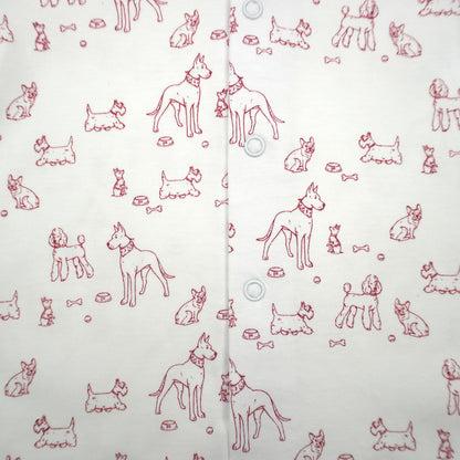Dogs Pima Cotton Baby Romper with Peter Pan Collar