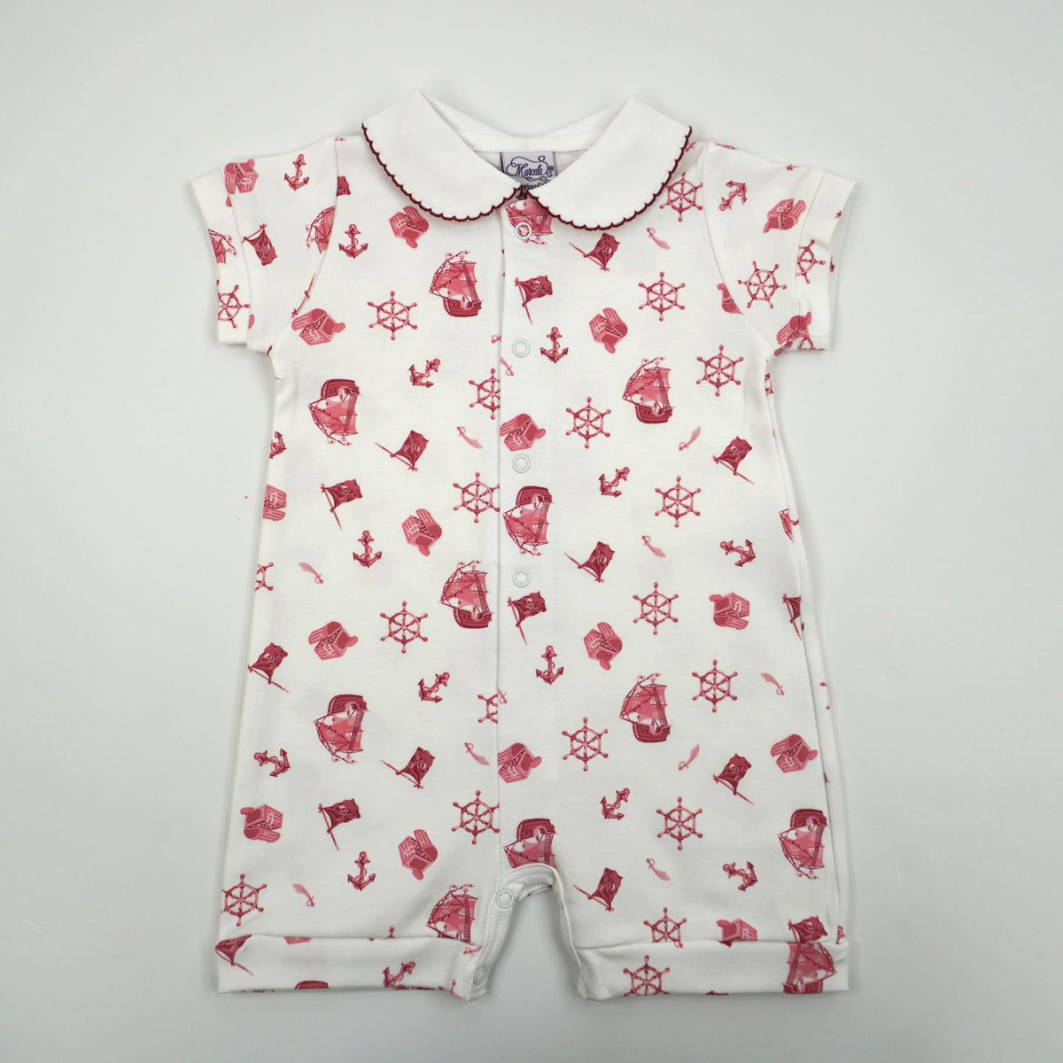Pirate Pima Cotton Baby Romper with Peter Pan Collar