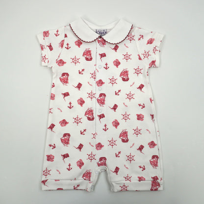 Pirate Pima Cotton Baby Romper with Peter Pan Collar