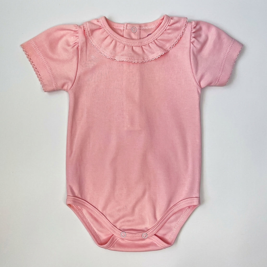 Pima Cotton Baby Bodysuit with Ruffle Collar
