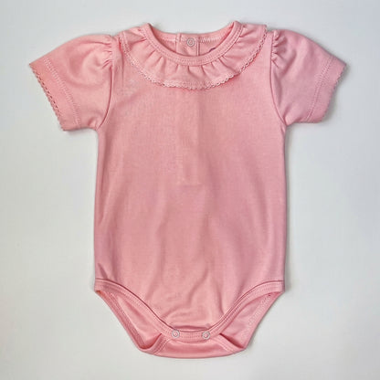 Pima Cotton Baby Bodysuit with Ruffle Collar