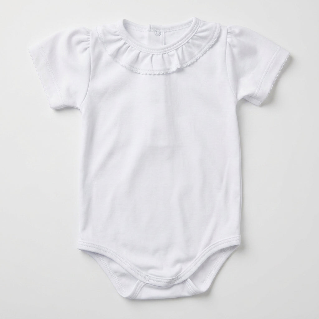 Pima Cotton Baby Bodysuit with Ruffle Collar